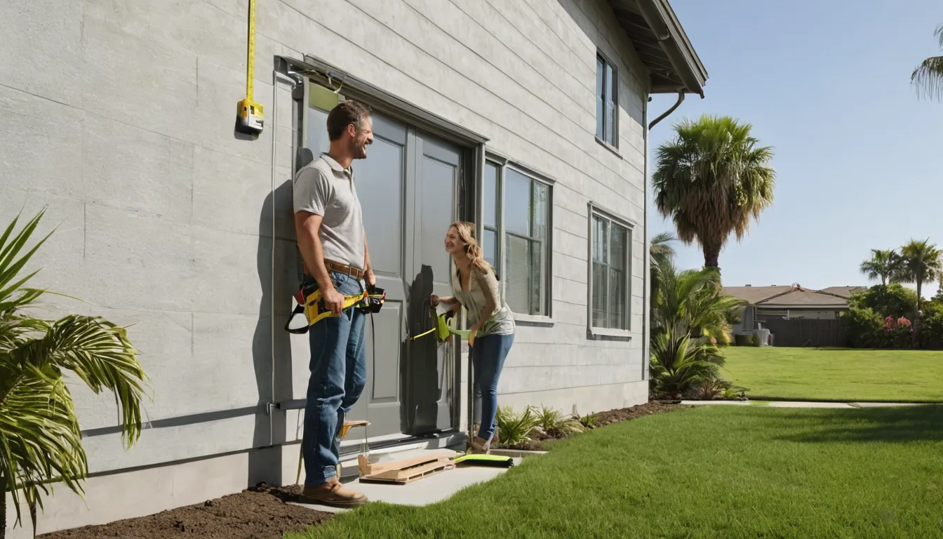 Friendly installer and homeowner checking new vinyl siding on a single-story home in the Apopka area